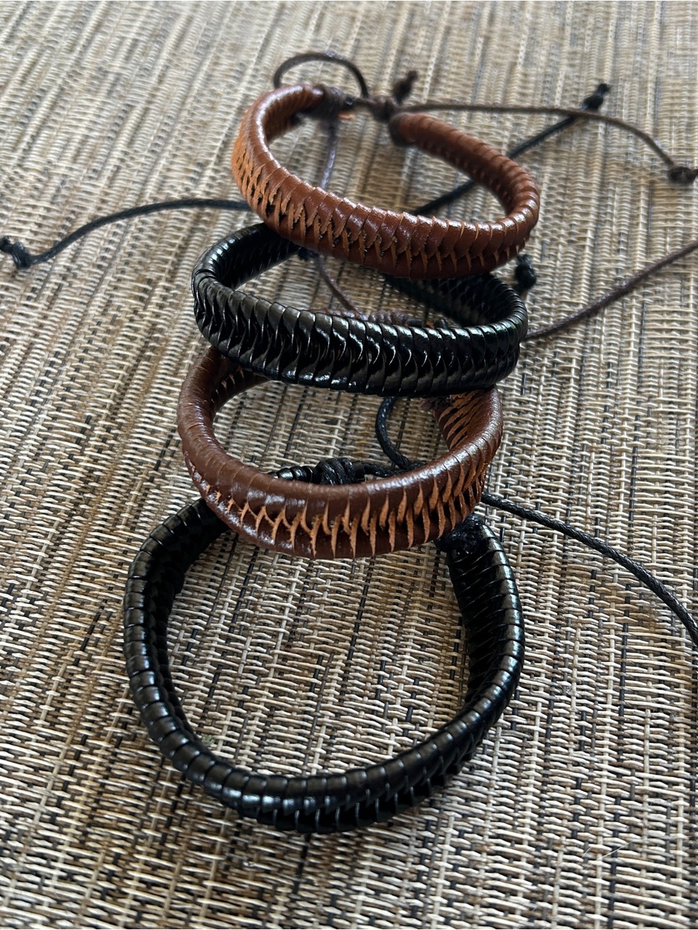 Braided Leather Men's Bracelet in Brown and Black - Picture 3 of 3